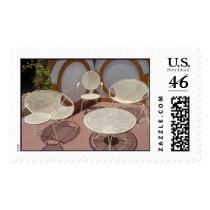 modern chairs and table postage