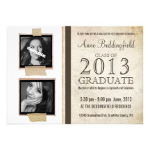 Modern Chalkboard  2 Taped Photo Graduation Custom Announcements