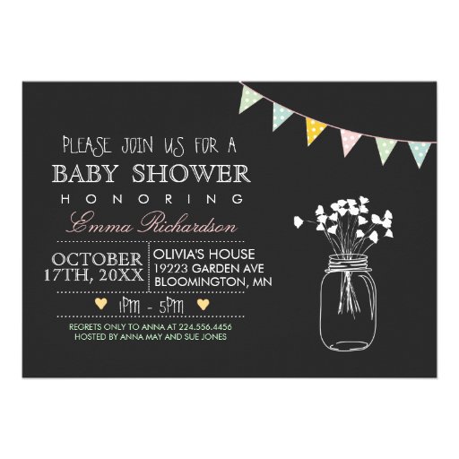 Modern Chalkboard Blue Baby Shower invitation