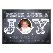 Modern Chalkboard "Joy" Holiday Photo Card