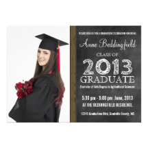 Modern Chalkboard  Photo Graduation Invitations