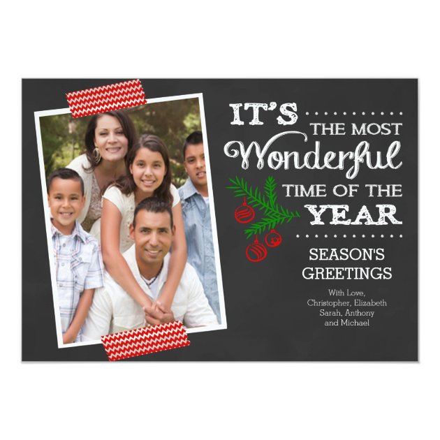 Modern Chalkboard Typography Holiday Photo Card (front side)