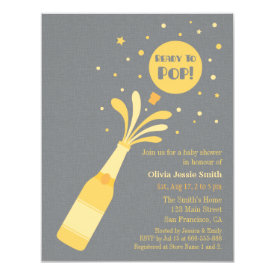 Modern Champagne Ready to Pop Baby Shower 4.25x5.5 Paper Invitation Card