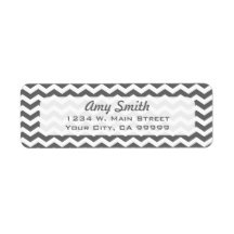 Modern Charcoal Gray Chevron Address Lables Return Address Label