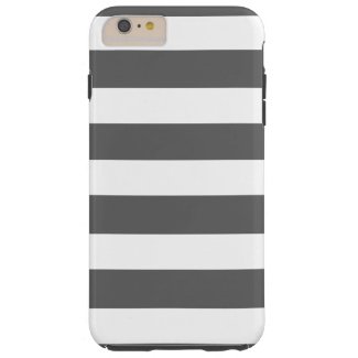 Modern Charcoal Gray White Stripes Pattern Tough iPhone 6 Plus Case
