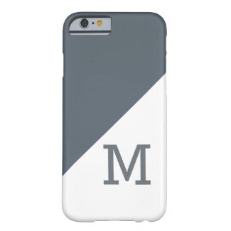 Modern Charcoal White Color Block Monogram Barely There iPhone 6 Case