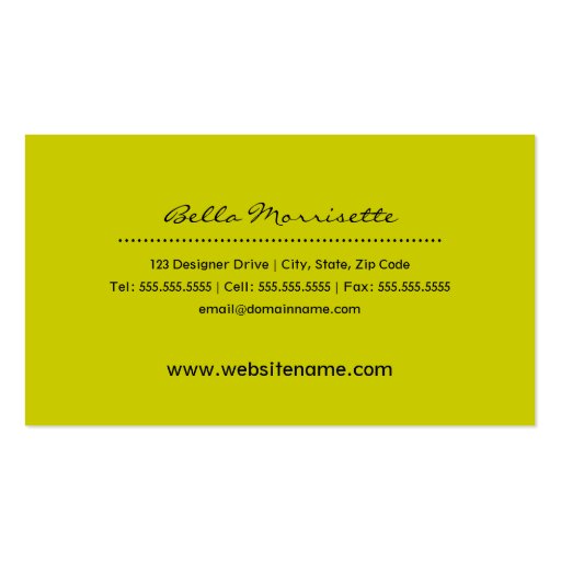 Modern Chartreuse Floral Business Cards (back side)