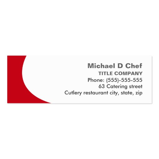 Modern chef catering business card with red fork (back side)