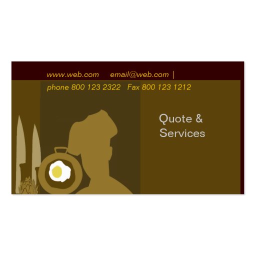 Modern  Chef & Personal Cook Business Card Template (back side)