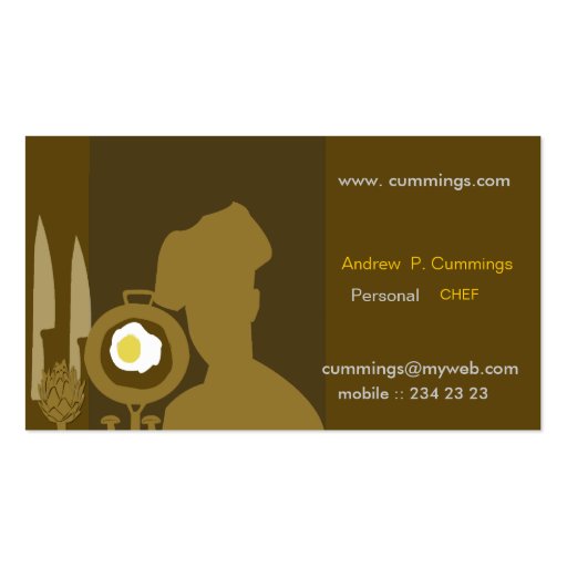 Modern  Chef & Personal Cook Business Card Template (front side)