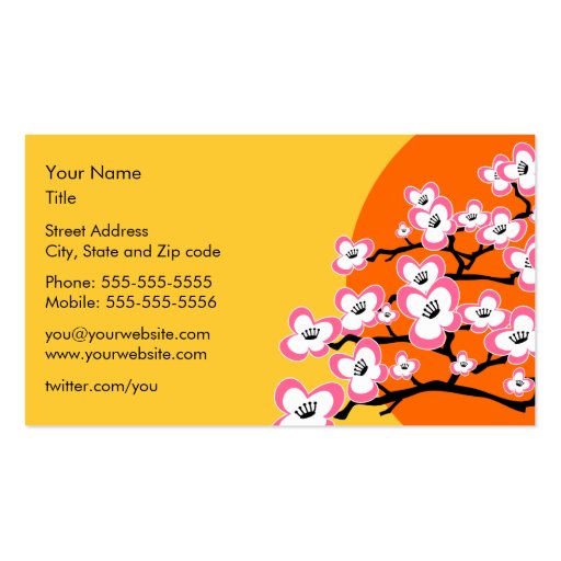 Modern Cherry Blossom Business Card (back side)