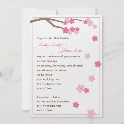 Modern Cherry Blossom 'Sakura' Wedding Invitation invitation