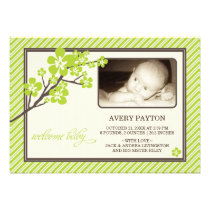 Modern Cherry Blossoms Baby Birth Announcement