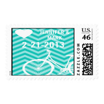 Modern Chevron Bicycle Wedding Stamp