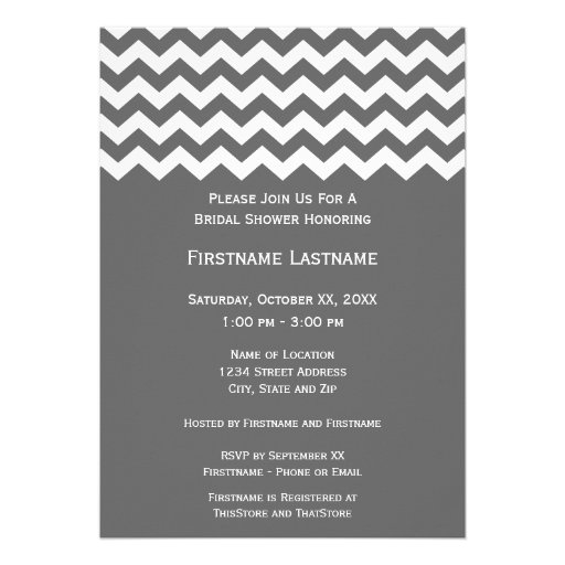 Modern Chevron Bridal Shower or Engagement Party Custom Invites (front side)