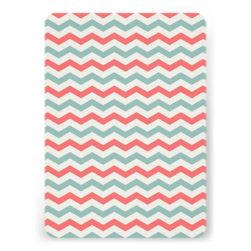Modern Chevron Coral Blue 65th Birthday Invitation