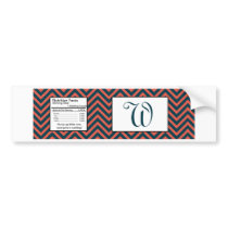 Modern Chevron Coral/Navy Water Bottle Label Bumper Sticker