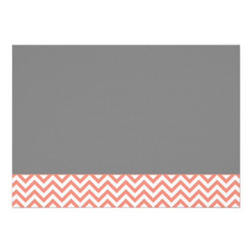 Modern Chevron Gown Coral Gray Bridal Shower Invitations