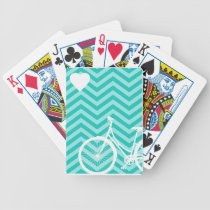 Modern Chevron Heart and Bicycle Playing Cards playing cards