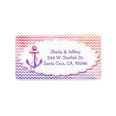 Modern Chevron Nautical Wedding Label