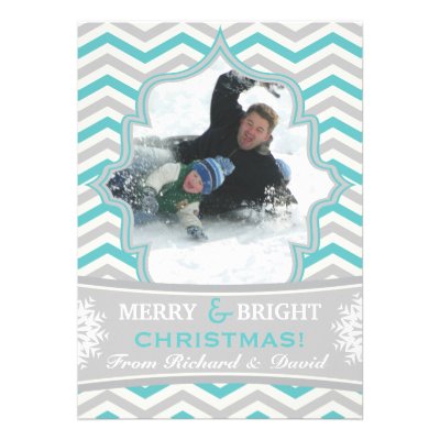 Modern chevron pattern Christmas flat photo card