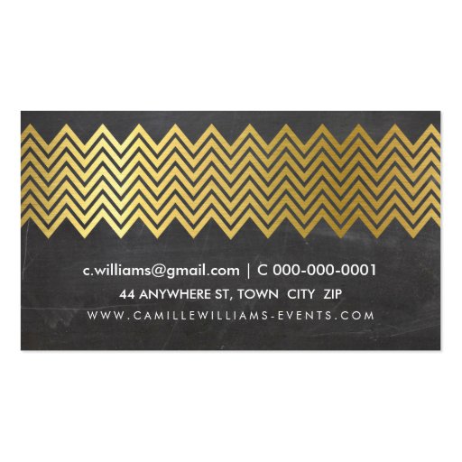 MODERN CHEVRON pattern gold foil chalkboard gray Business Card Templates (back side)