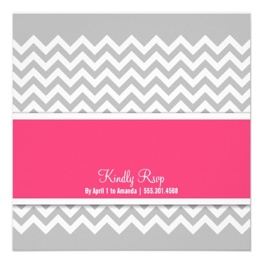 Modern Chevron Pink Gray Bridal Shower Invitation