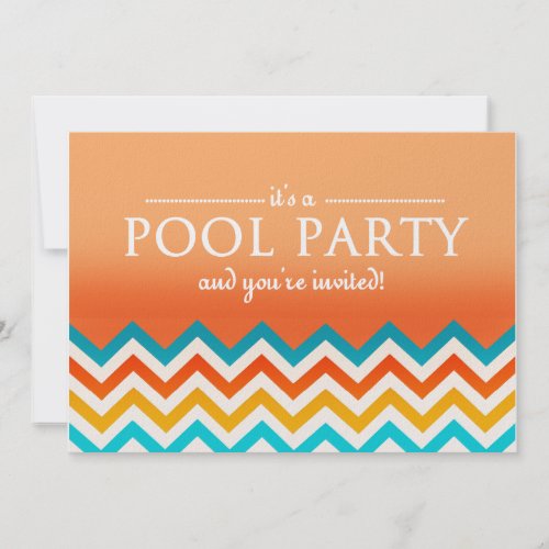 Modern Chevron Pool Party Invitations