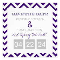 Modern Chevron Purple Save the Date invitations