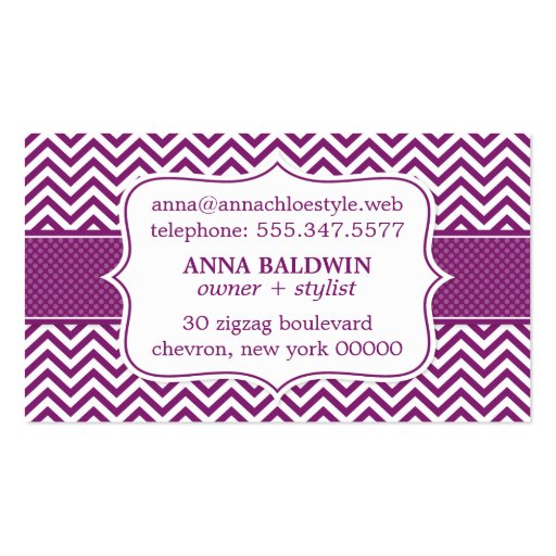 Modern Chevron Stripes Professional Business Card (back side)