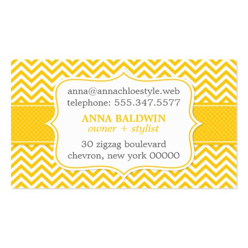 Modern Chevron Stripes Professional Business Card (back side)