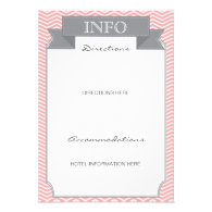 Modern Chevron Wedding Information Card Pink