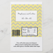 Modern Chevron Yellow/Grey Wedding Candy Wrapper Flyers