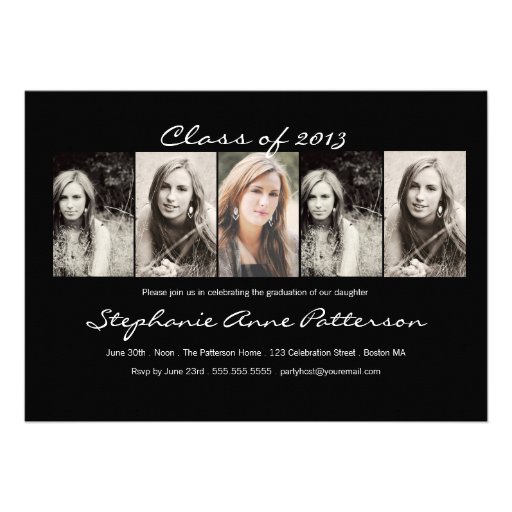 Modern Chic 5 Photo Graduation Announcement |Black