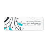 Modern chic aqua floral swirls avery address label label