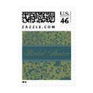 postcard - This lovely modern chic postage design features a lovely green & teal pattern. It's very elegant.