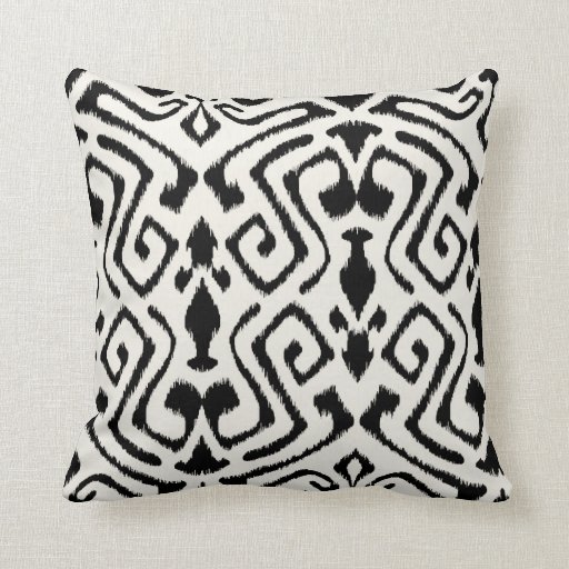 Modern chic decorative black and white ikat pillow Zazzle