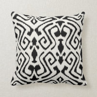 Modern chic decorative black and white ikat pillow