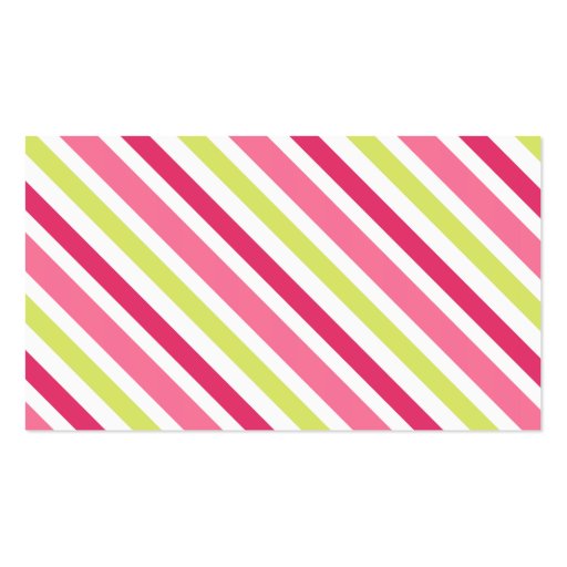 Modern chic girly green pink stripes gift tags business cards (back side)