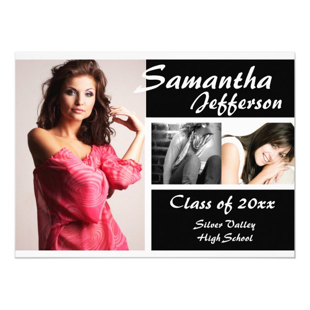 Modern Chic Graduation Announcement, Large 5.5x7.5 Paper Invitation Card (front side)
