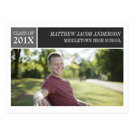 Modern Chic Graduation Postcard - Black