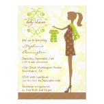 Modern chic green and brown baby shower invitation
