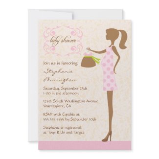 Modern chic pink and brown baby shower invitation invitation