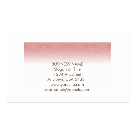 Modern Chic Pink Damask Chic Business Card (back side)