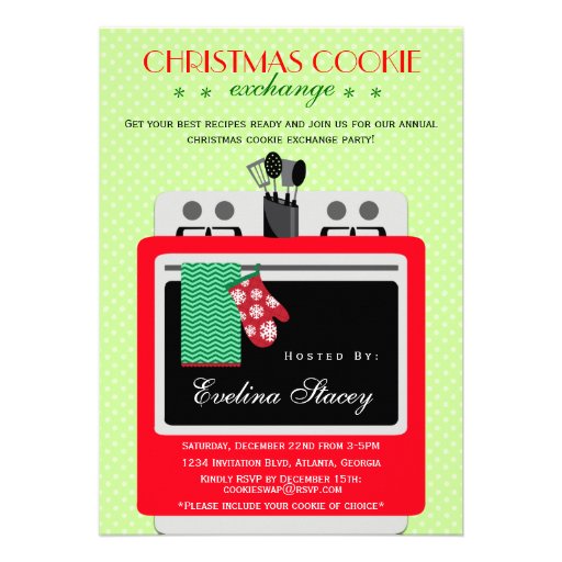Modern Christmas Cookie Exchange Custom Invites (front side)