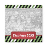 Modern Christmas Green Stripes Year Family Couple Refrigerator Magnets