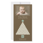 Modern Christmas Monogram Photo Card - Brown