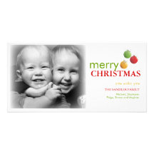Modern Christmas Ornament Photo Greeting Photo Card Template