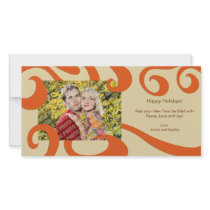 Modern Christmas Swirls Photo Card- Orange photo cards