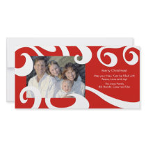 Modern Christmas Swirls Photo Card- Red photo cards